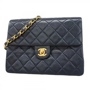 Chanel Matelasse Shoulder Bag with Chain Bag, Lambskin, Navy, Women's, P1118897